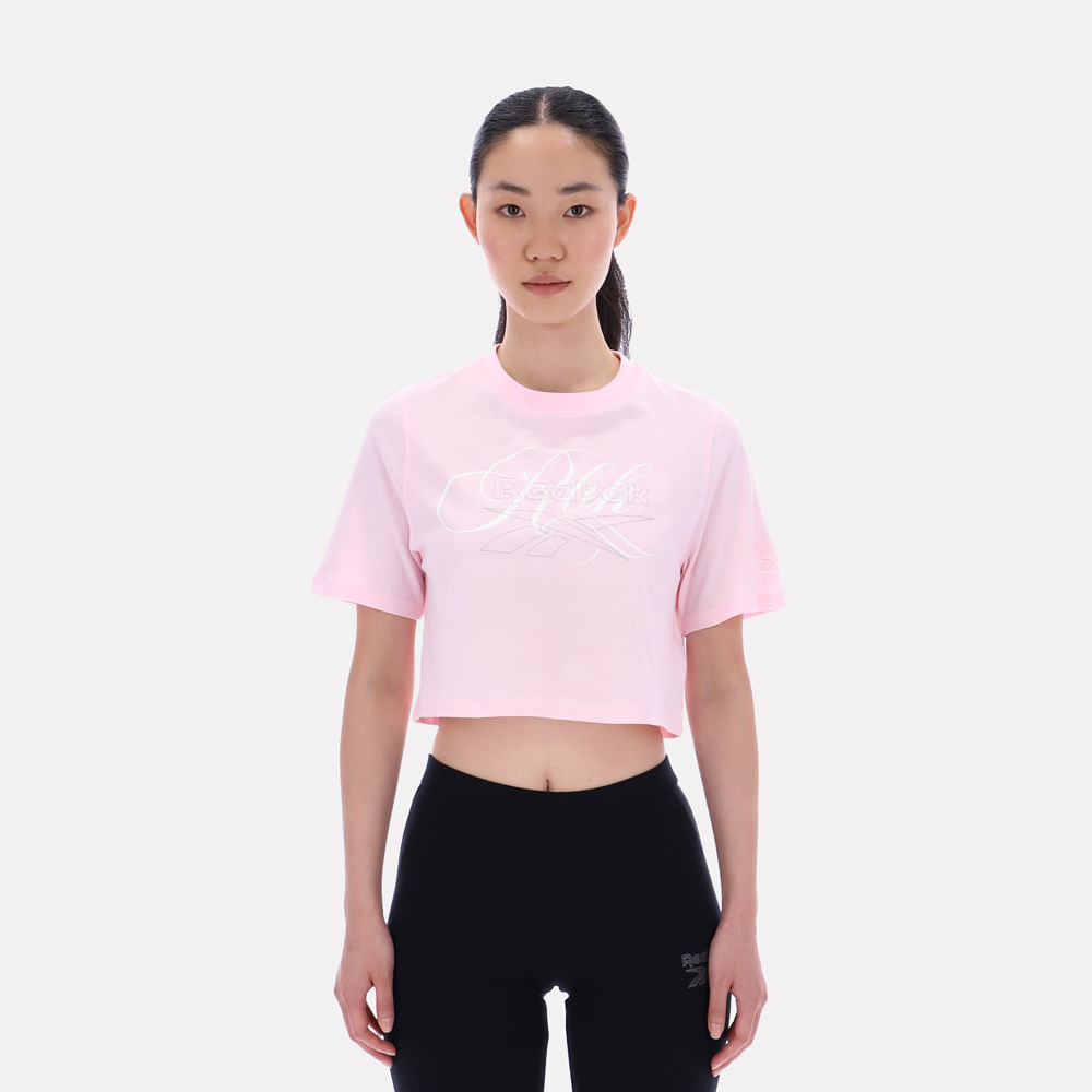 Camiseta Classics | Genevieve Crew Neck Cropped Ss Tee | Mujer