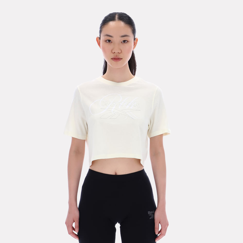 Camiseta Classics | Genevieve Crew Neck Cropped Ss Tee | Mujer